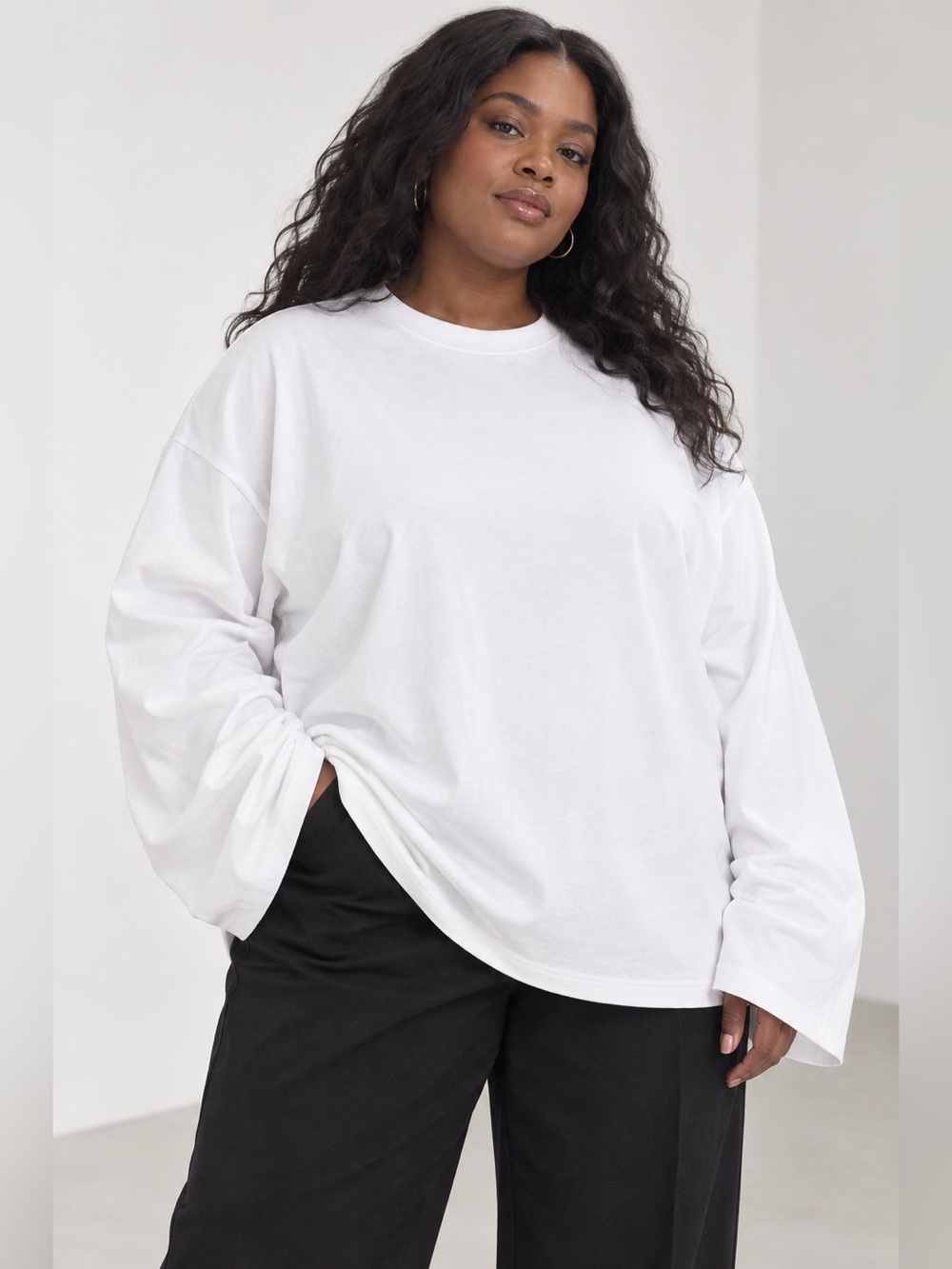 ASOS EDITION Curve premium long sleeve t-shirt white Size XXXL New